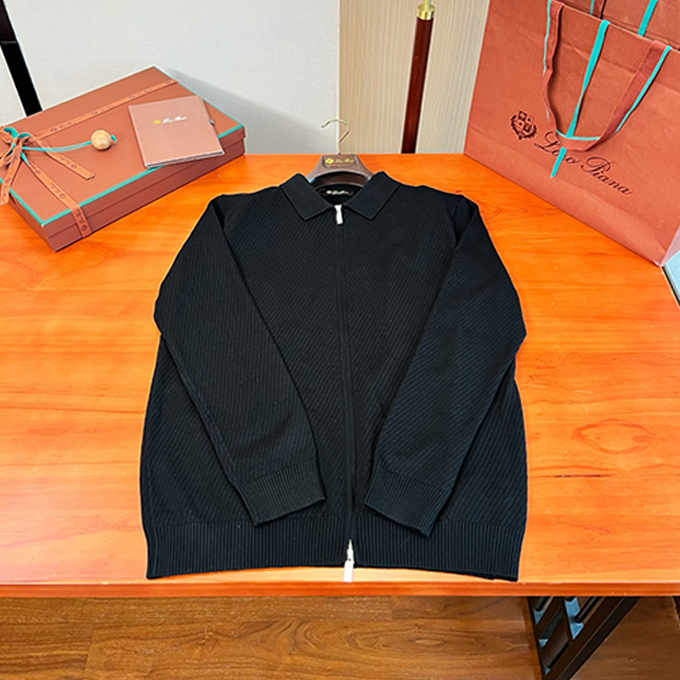loro piana full zip polo knit cardigan